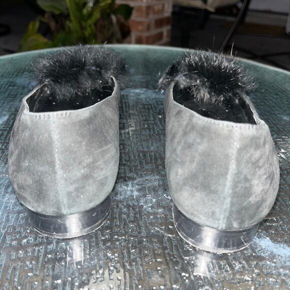 VANELi Edel Black Suede Combo Rabbit Fur Black Blue Gray Flat Slip On Flats 7.5W - Picture 4 of 7